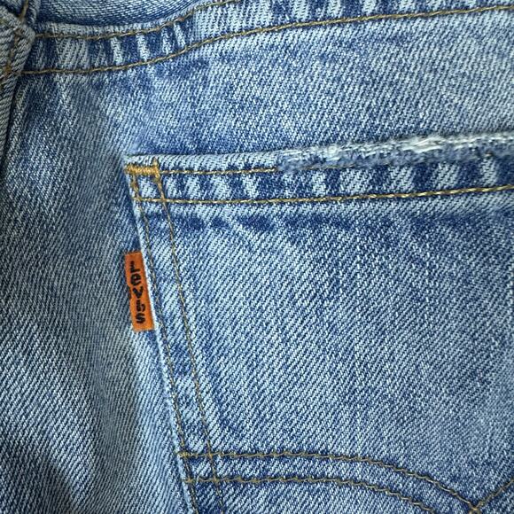 Womens Levis 505 C Orange Tab Distressed Straight Crop Blue Jeans W27 Fits 29X27 - Picture 7 of 9